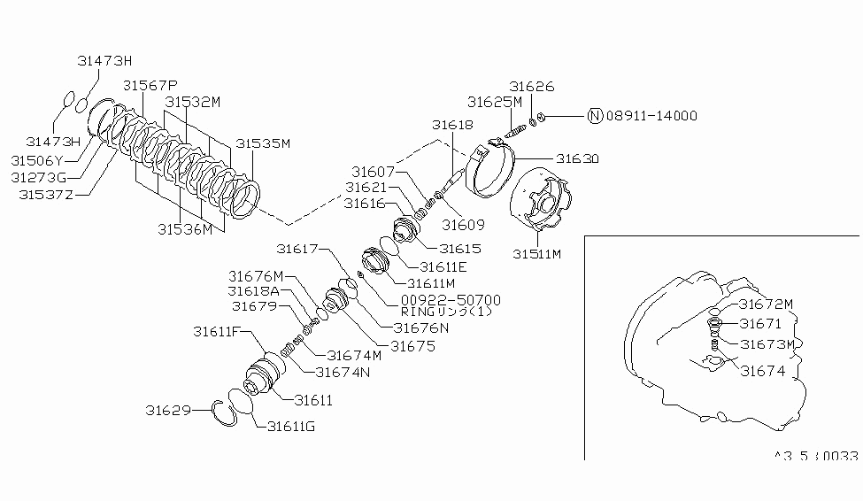 Nissan 31617-21X21 Seal-Ring ACCUMLATOR SERVO Piston