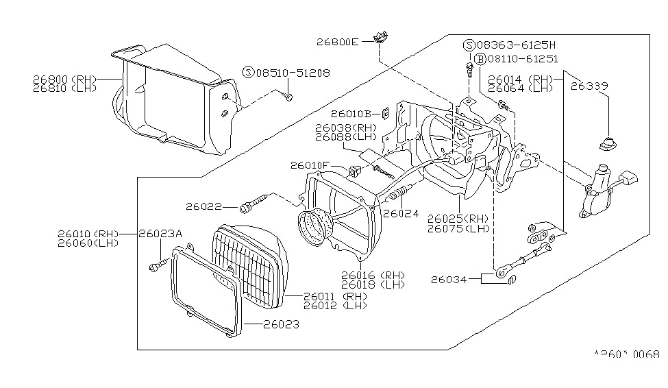 Nissan 26038-84M10 Harness Assembly-Head Lamp,RH