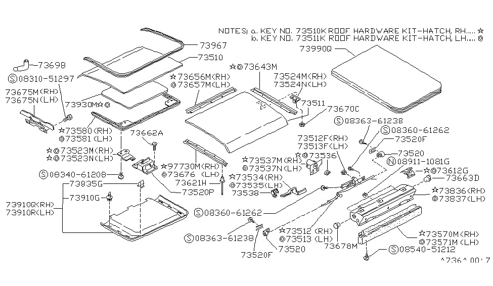 Nissan 97006-84M25 Roof Hardware Kit-Hatch,RH