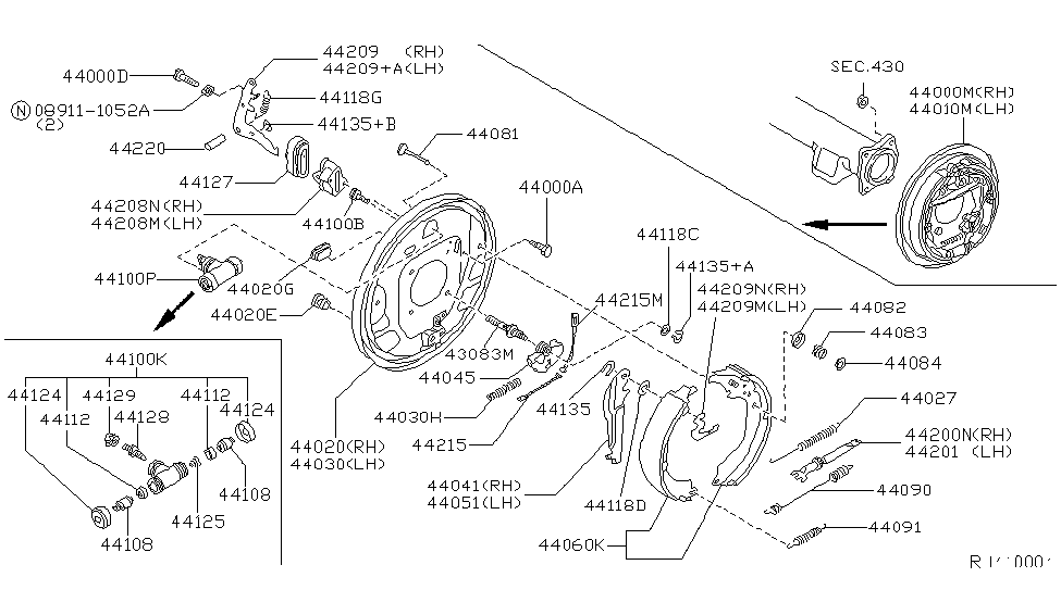 Nissan 44000-7B400 Brake Assy-Drum,Rear RH