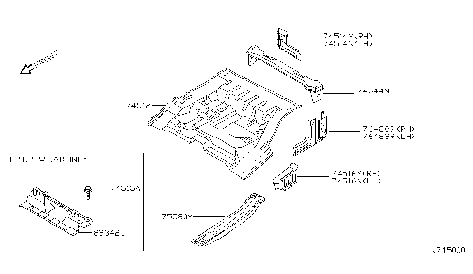 Nissan 76489-9Z330 Reinforce-SILL Inner Rear, LH