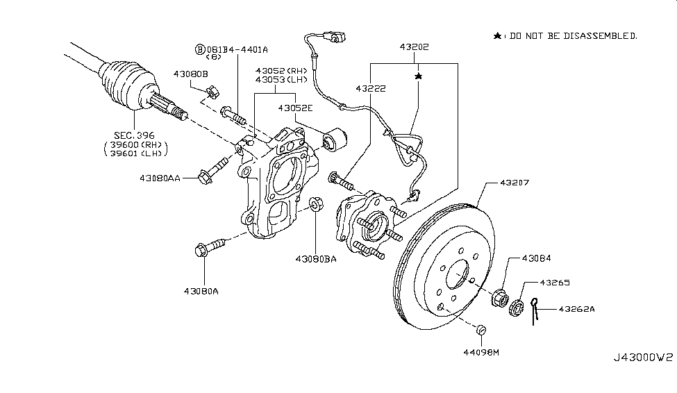 43202-1LA0A | Genuine Nissan #43202-1LA0A HUB ASSY REAR