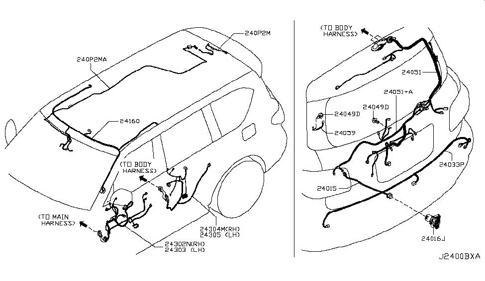 Nissan 24059-1LA0A Harness-DEFOGGER, Earth