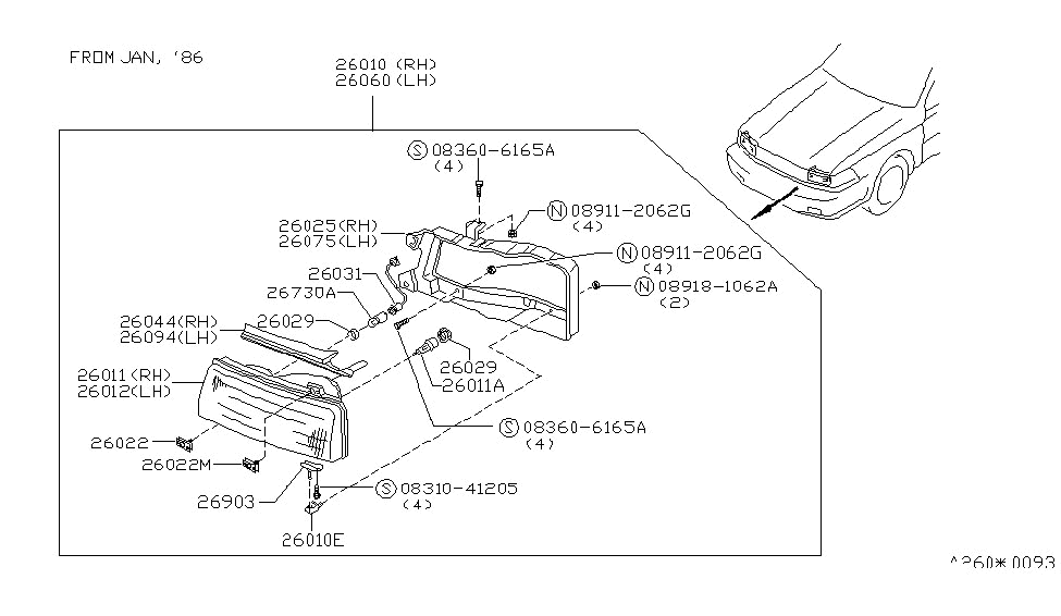 Nissan 26050-15E10 Harness