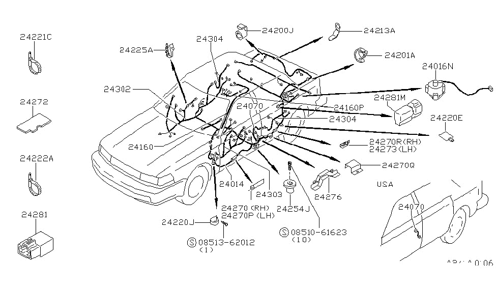 Nissan 24220-06E00 Clip Wiring