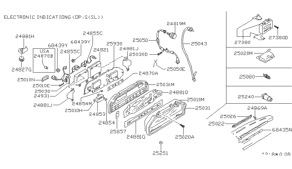 Nissan 25940-16E70 Multi Gauge Display Assembly