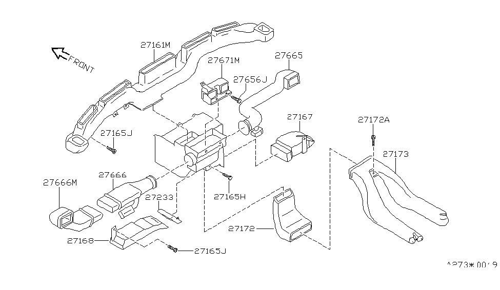 Nissan 27871-13E00 Duct-VENTILATOR L