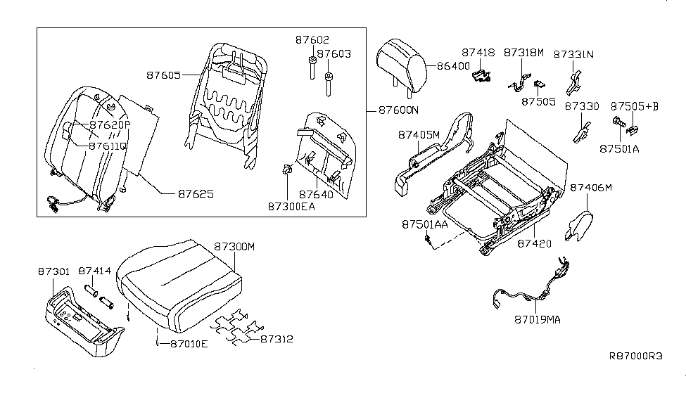 Nissan 87019-ZX60A Harness-Front Seat