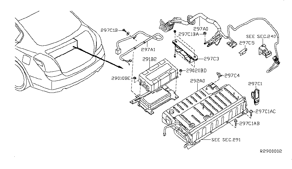 Nissan 297C4-JA80A Lock-Battery Cover