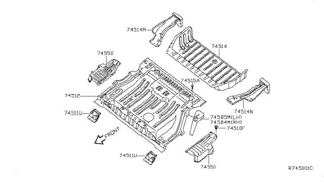 2006 Nissan Quest Bracket Assy-2ND Seat Mounting,LH Diagram for 75417-CK030