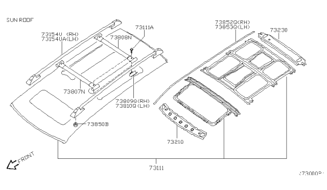 2004 Nissan Quest Roof Panel & Fitting Diagram 4