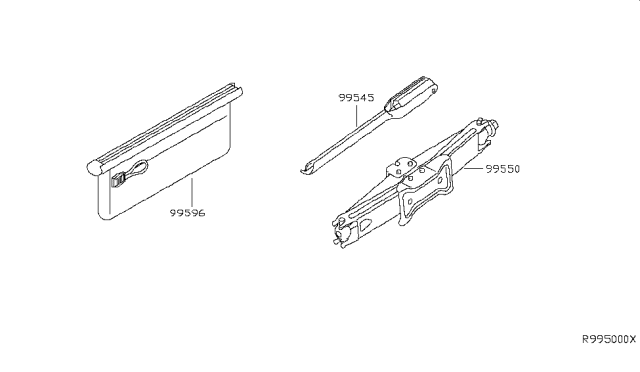 2010 Nissan Quest Jack Complete Diagram for 99550-ZM80B