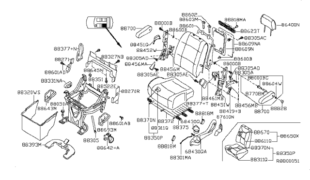 2010 Nissan Quest Rear Seat Diagram 1