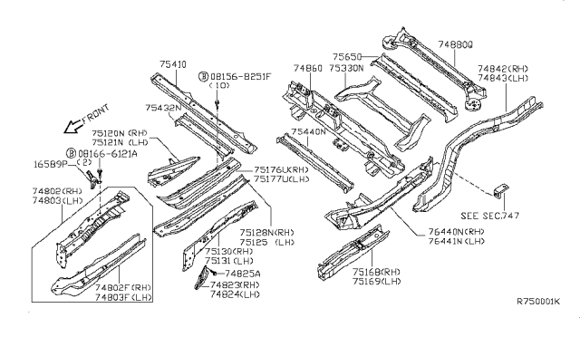 2009 Nissan Quest Member & Fitting Diagram