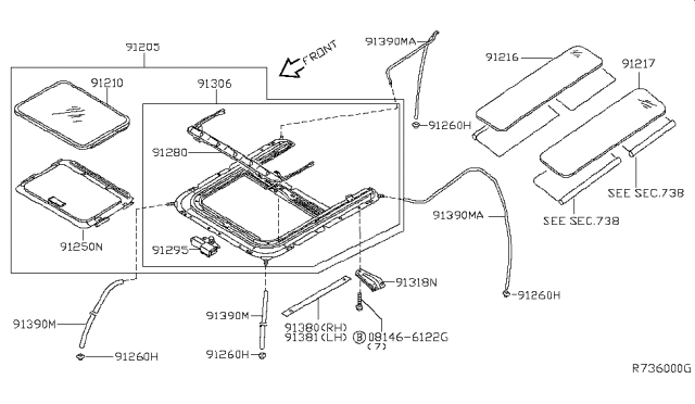 2004 Nissan Quest Sun Roof Parts Diagram 1