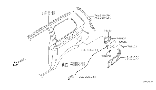 2006 Nissan Quest Fender Rear RH Diagram for 78100-ZM731