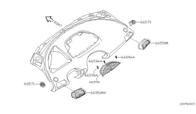 2006 Nissan Quest Ventilator Assy-Side Diagram for 68761-ZM70A