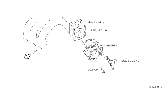 2010 Nissan Quest Throttle Chamber Assembly Diagram for 16119-8J10C