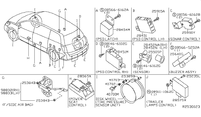 2004 Nissan Quest Bracket-Electric Unit Diagram for 28452-5Z004