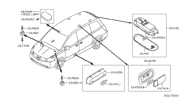 2007 Nissan Quest Lamp Assembly-Luggage Room Diagram for 26490-5Z002