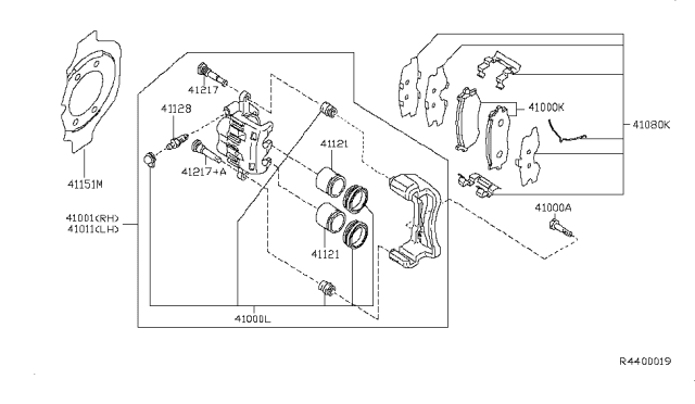 2007 Nissan Quest Front Brake Pads Kit Diagram for D1060-CN91B