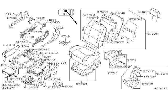 2005 Nissan Quest FINISHER Assembly-Cushion,FRON Diagram for 87330-7Y302