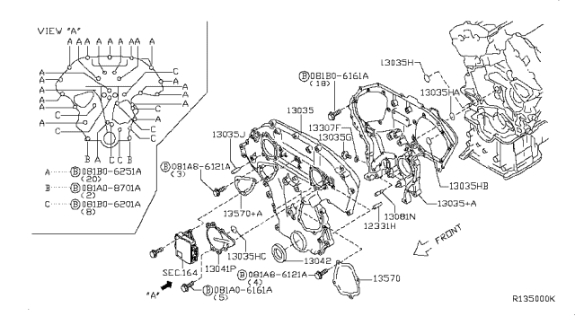 2009 Nissan Quest Front Cover,Vacuum Pump & Fitting Diagram