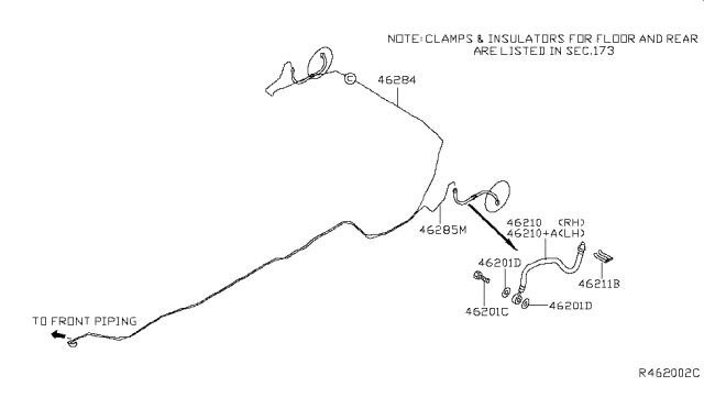 2009 Nissan Quest Hose Assy-Brake,Rear Diagram for 46211-CK010