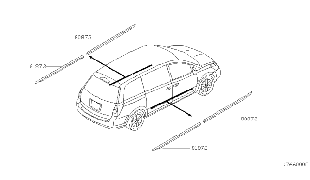 2008 Nissan Quest MOULDING-Slide Door, LH Diagram for 82871-5Z020