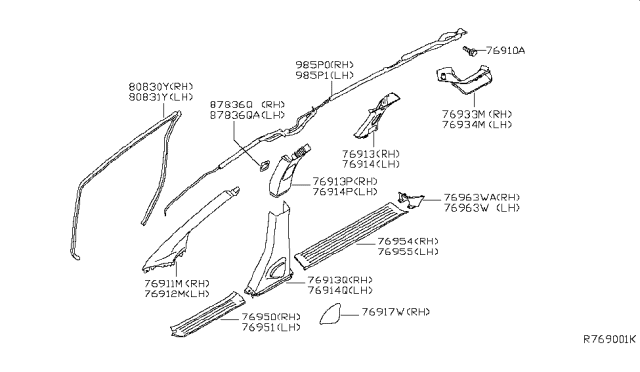 2007 Nissan Quest Body Side Trimming Diagram