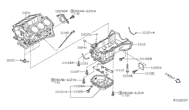 2009 Nissan Quest Cylinder Block & Oil Pan Diagram 1