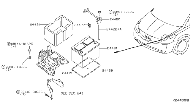2004 Nissan Quest Battery & Battery Mounting Diagram