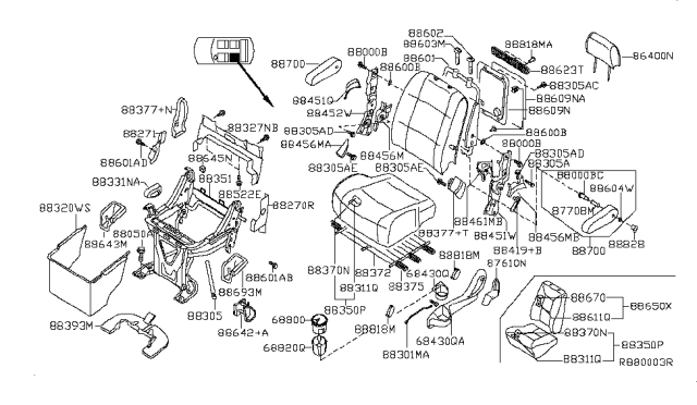 2008 Nissan Quest Rear Seat Diagram 1