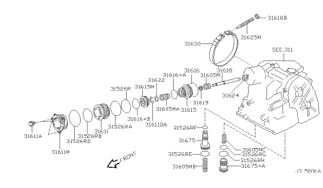 2005 Nissan Quest Clutch & Band Servo Diagram 5