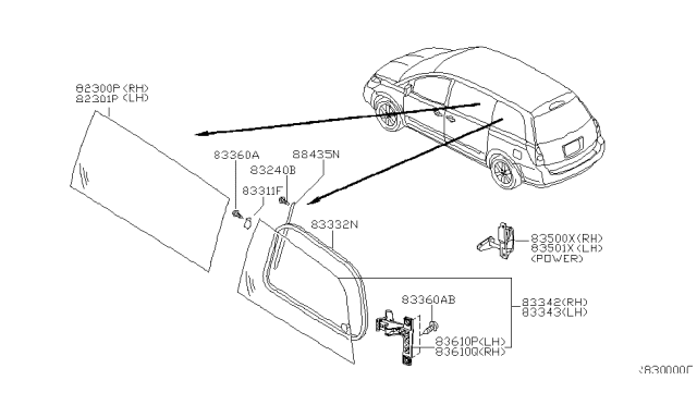 2006 Nissan Quest Side Window Diagram 2