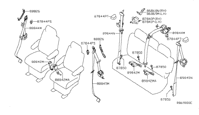 2007 Nissan Quest Rear Seat Belt Diagram 1