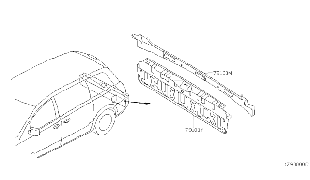 2010 Nissan Quest Panel Assy-Back Diagram for 79100-5Z030