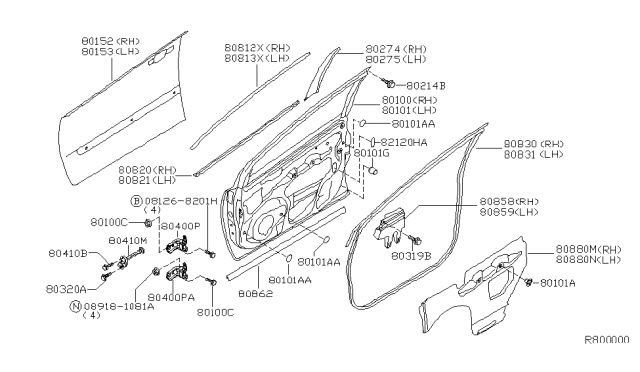 2009 Nissan Quest Link-Door Stopper Diagram for 80430-ZM00A