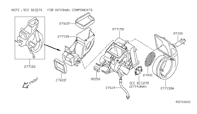 2005 Nissan Quest Case-Cooling Unit Diagram for 27416-5Z000