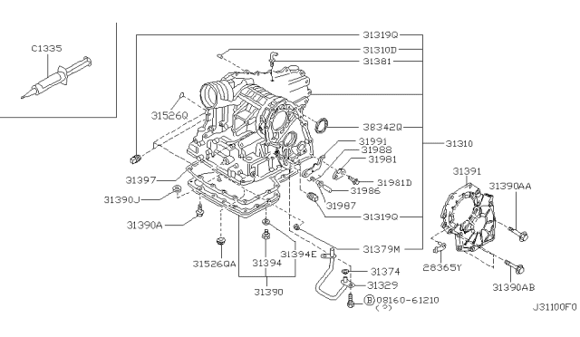 2005 Nissan Quest Torque Converter,Housing & Case Diagram 4