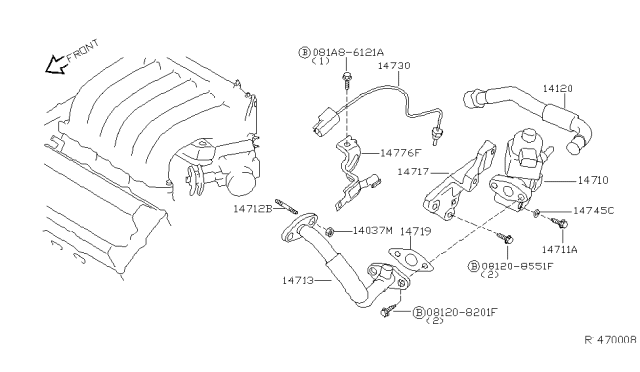 2005 Nissan Quest EGR Parts Diagram 1