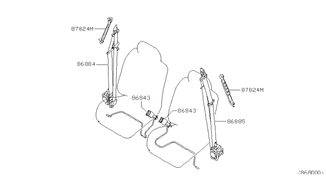 2004 Nissan Quest Tongue Belt Assembly, Pretensioner Front Left Diagram for 86885-5Z081