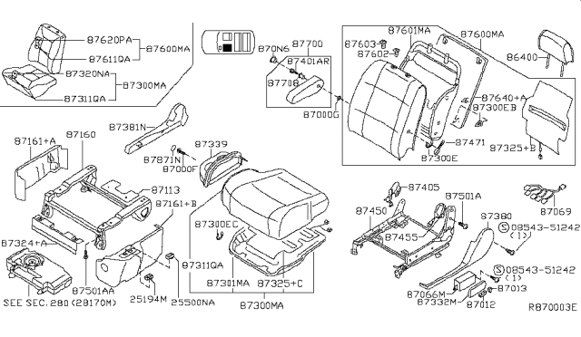 2005 Nissan Quest Cover-RECLINING Device,L Diagram for 87456-ZF00B