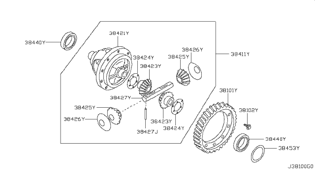 2005 Nissan Quest Gear-Final Drive Diagram for 38101-89X03