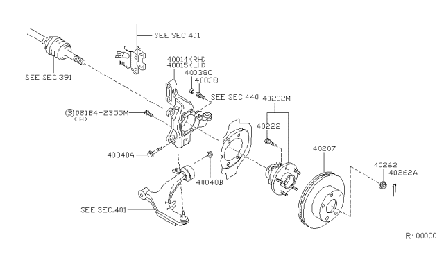 2007 Nissan Quest Hub Assembly-Road Wheel,Front Diagram for 40202-CA010