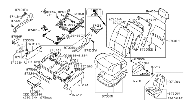 2008 Nissan Quest Front Seat Diagram 13