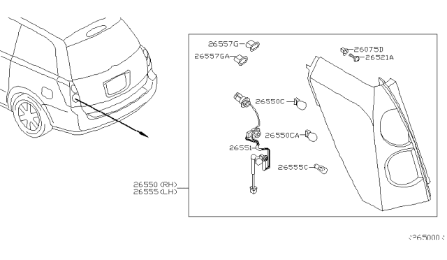 2005 Nissan Quest Rear Combination Lamp Diagram 2