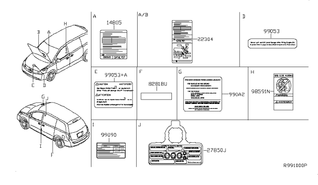 2007 Nissan Quest Sticker-Emission Control Diagram for 14805-ZS70B