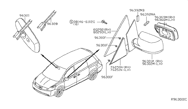 2008 Nissan Quest Cover-Front Door Corner,Inner RH Diagram for 80292-ZM70C