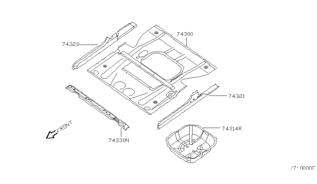 2005 Nissan Quest Member Assy-Cross,2ND Diagram for 74330-CK030